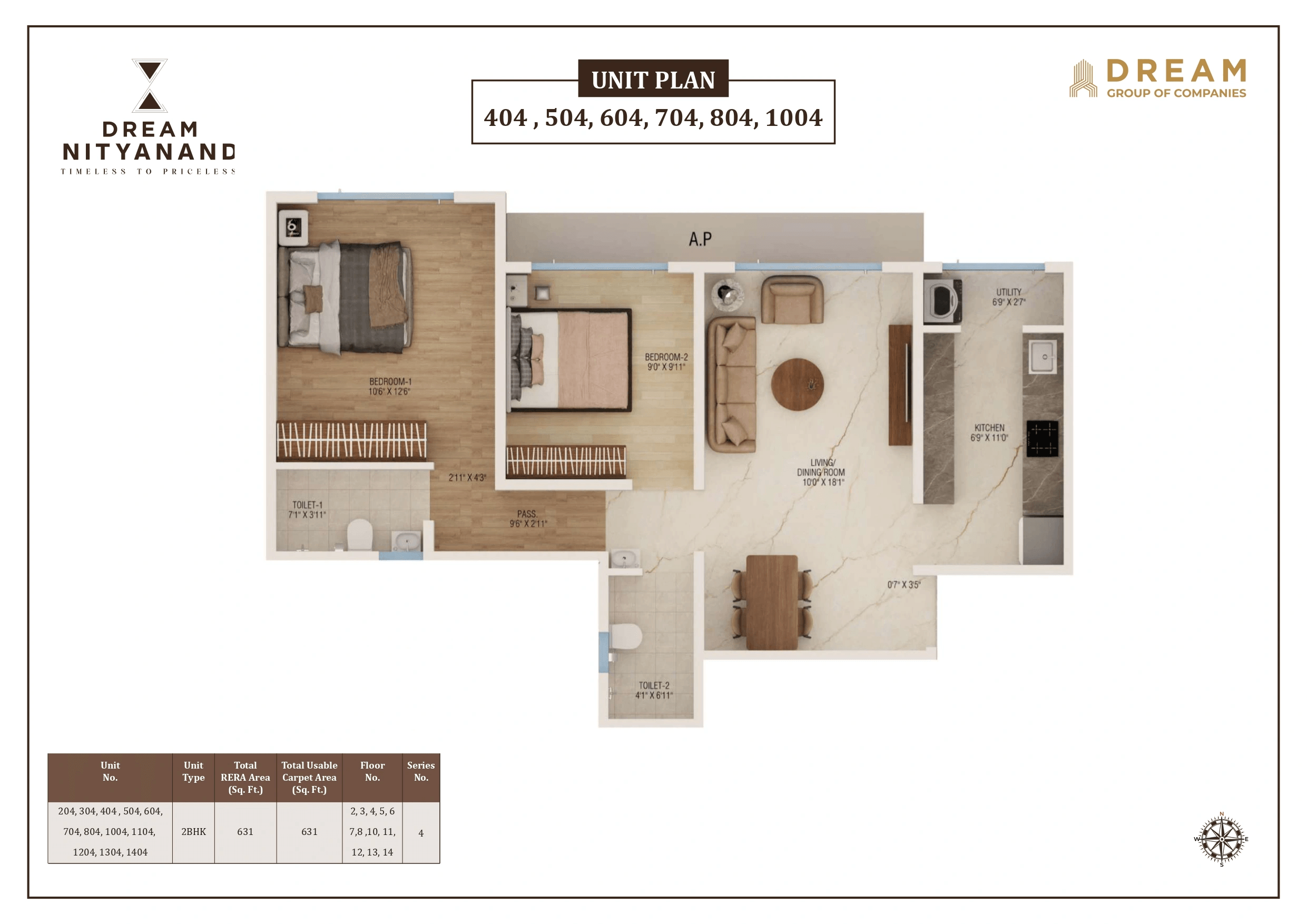 Unit plan - 631 sq.ft.