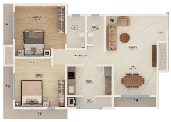 Dream Nityanand Unit plan - 803 sq.ft.