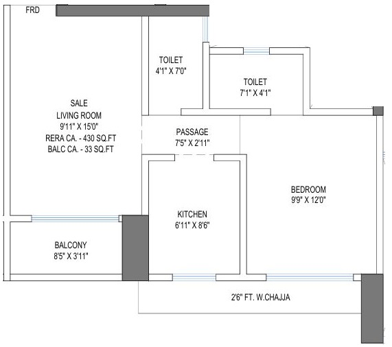Unit plan - 463 sq.ft.