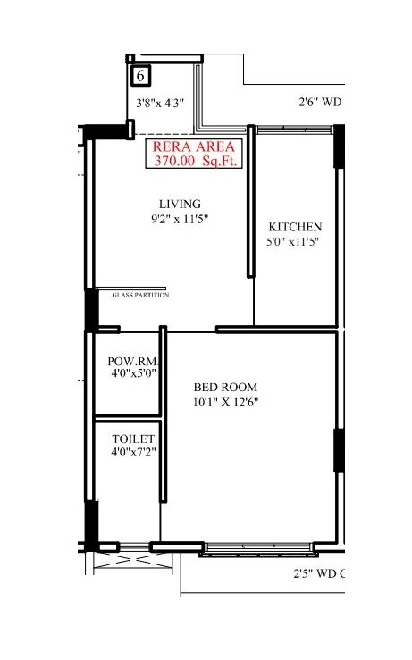 Gagangiri Aerovista Unit plan - 370 sq.ft.