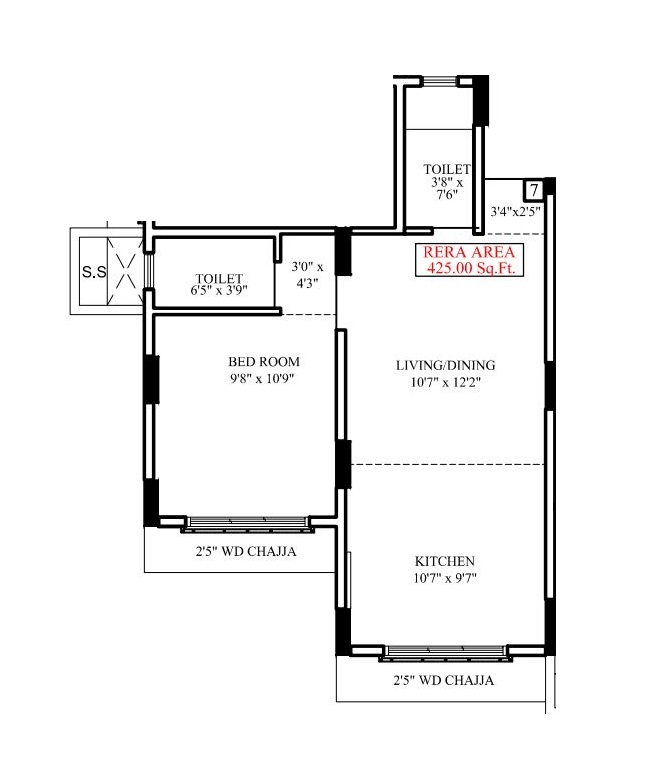 Gagangiri Aerovista Unit plan - 425 sq.ft.