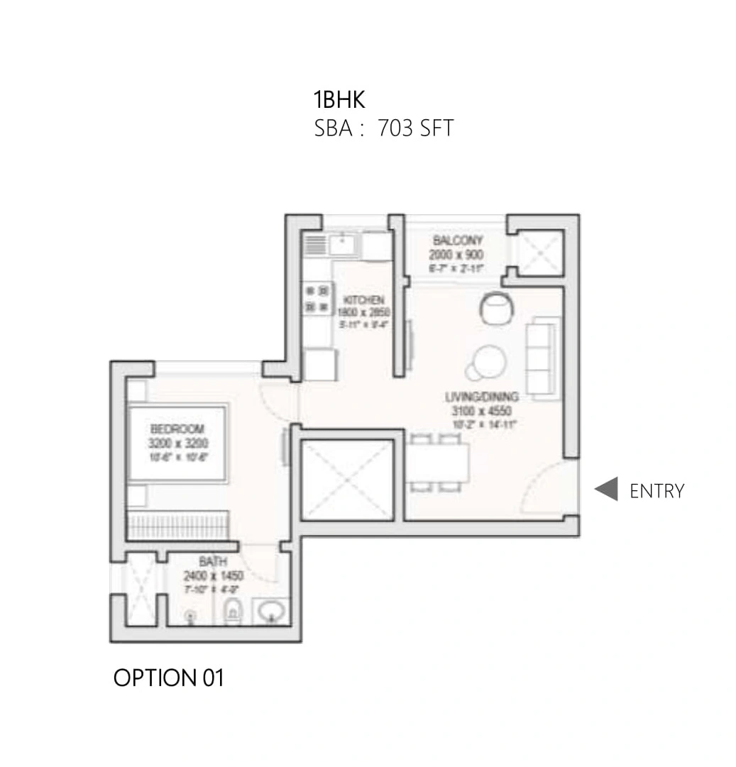 Unit plan - 506 sq.ft.