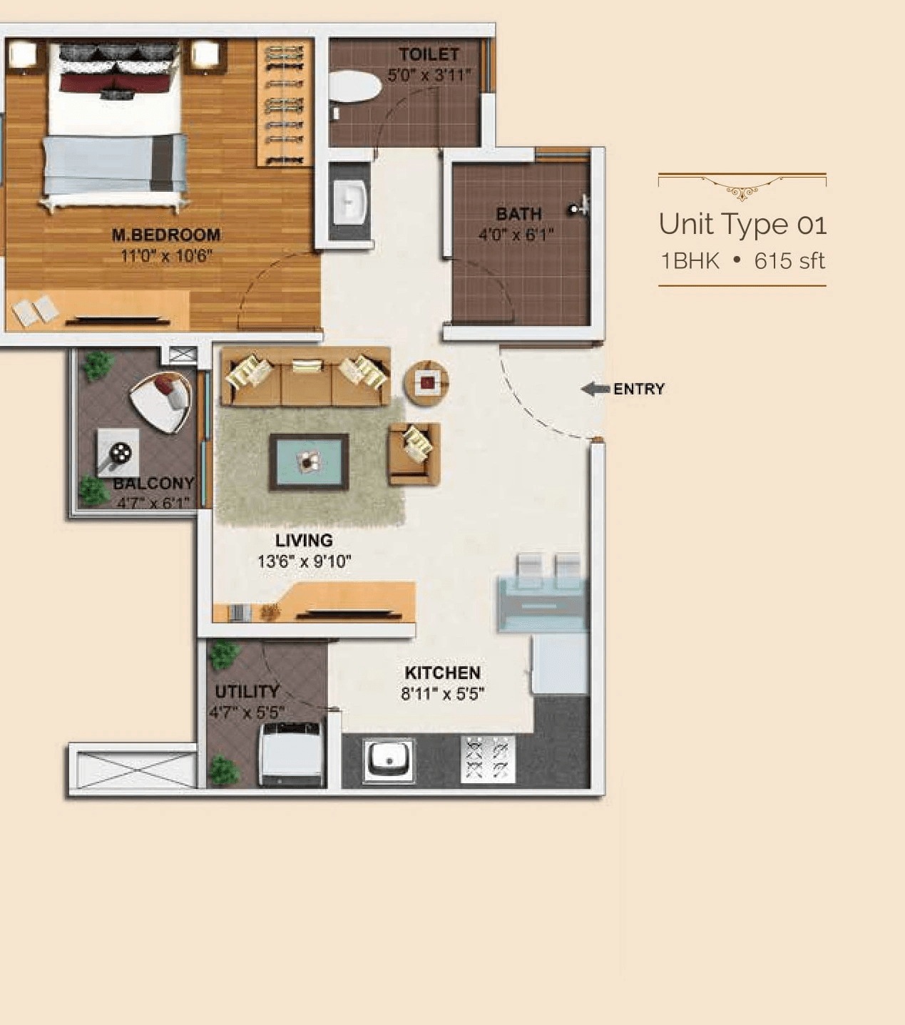 Unit plan - 461 sq.ft.