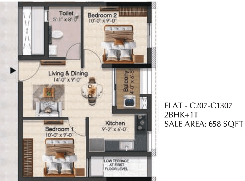 Unit plan - 427 sq.ft.