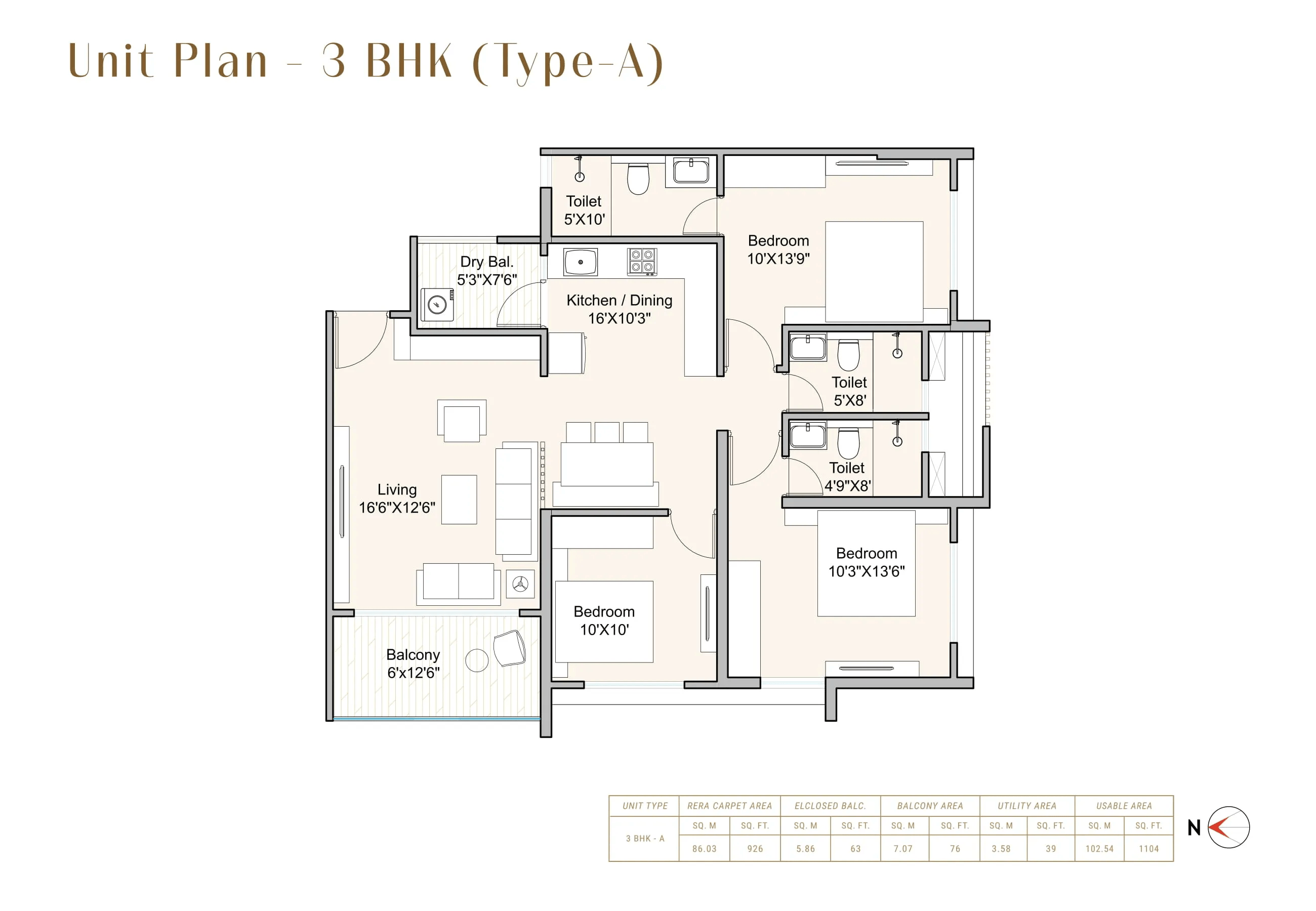 Abhijay Samsara Unit plan - 1104 sq.ft.