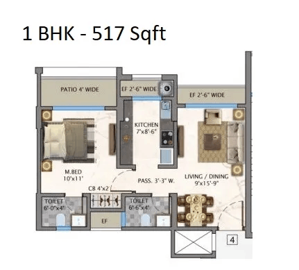 Unit plan - 517 sq.ft.