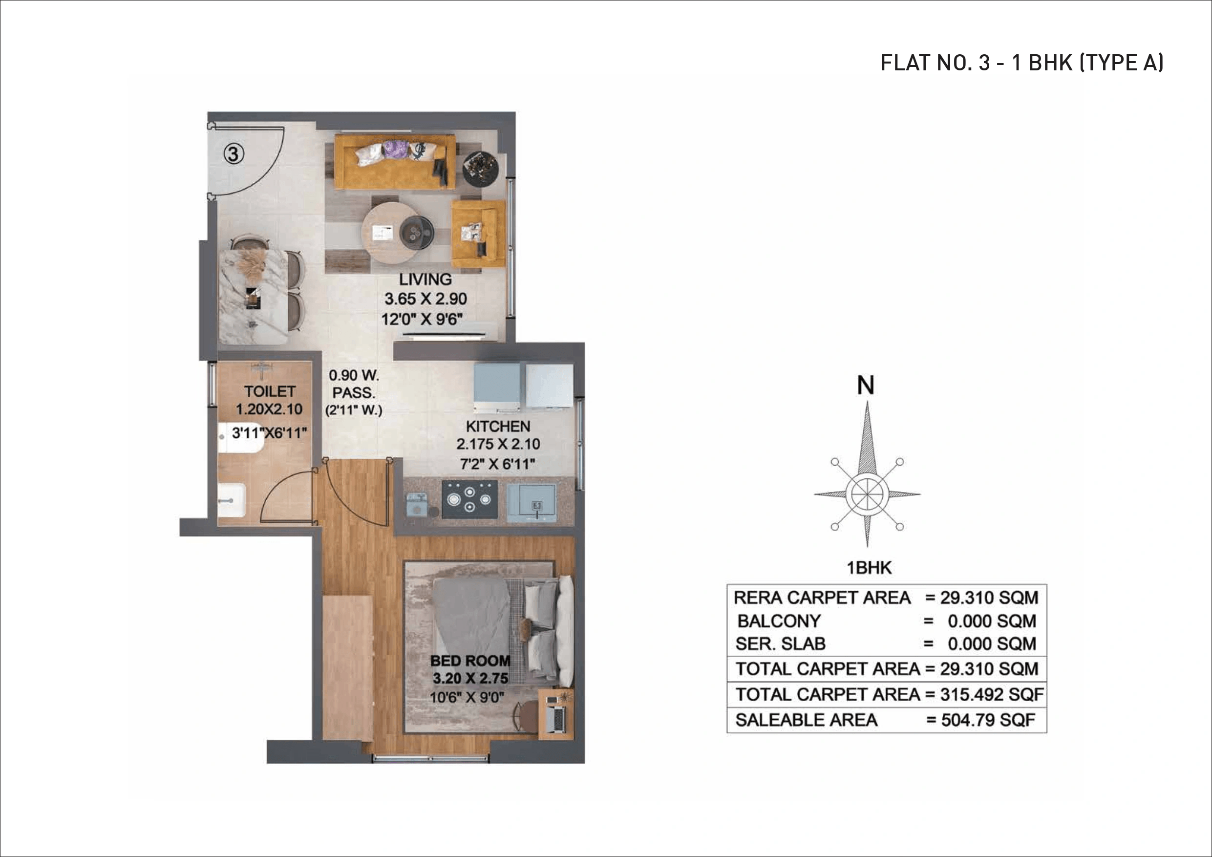 Puraniks Elyra Unit plan - 303 sq.ft.