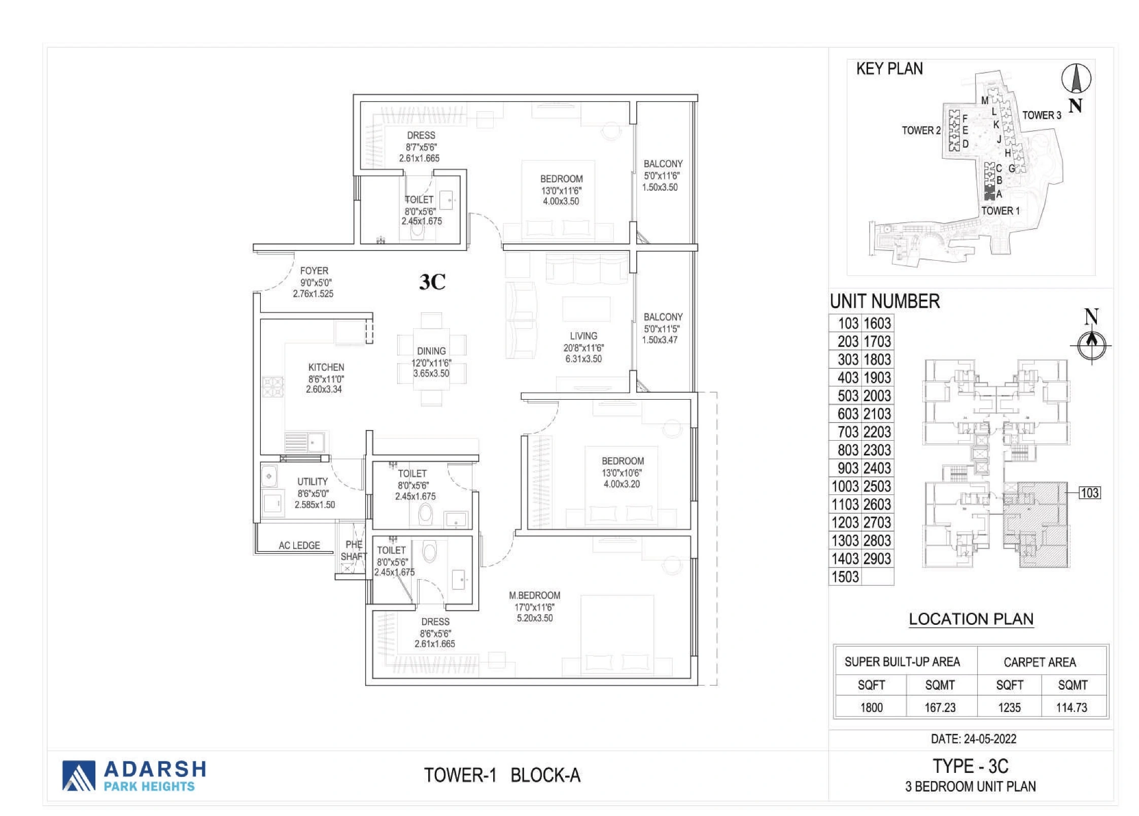 Unit plan - 1235 sq.ft.