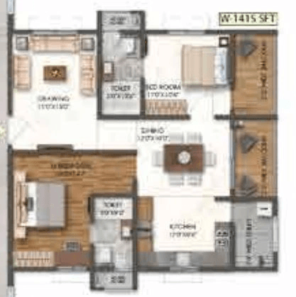 Jain Central Park East Unit plan - 847 sq.ft.
