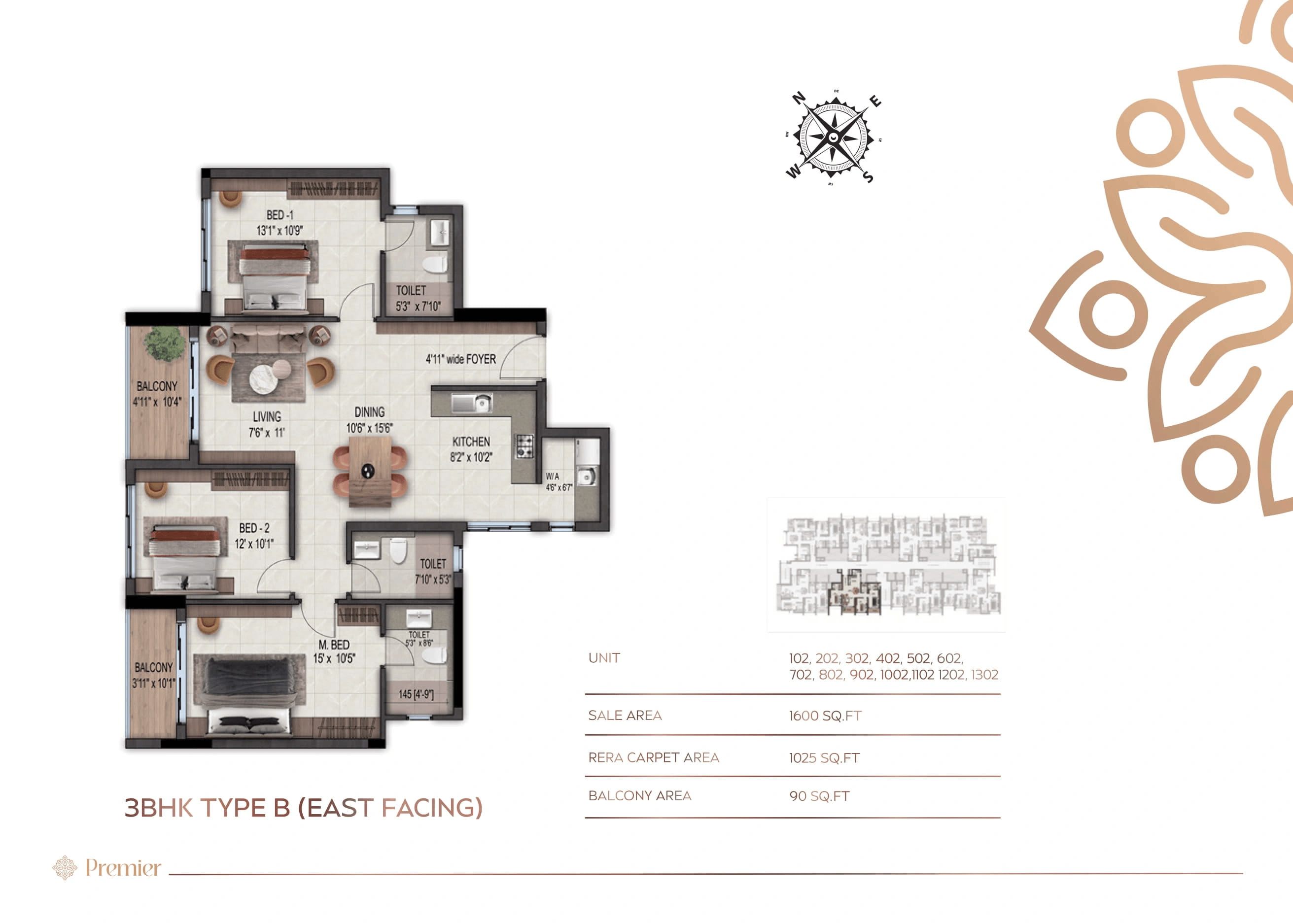 Unit plan - 1025 sq.ft.