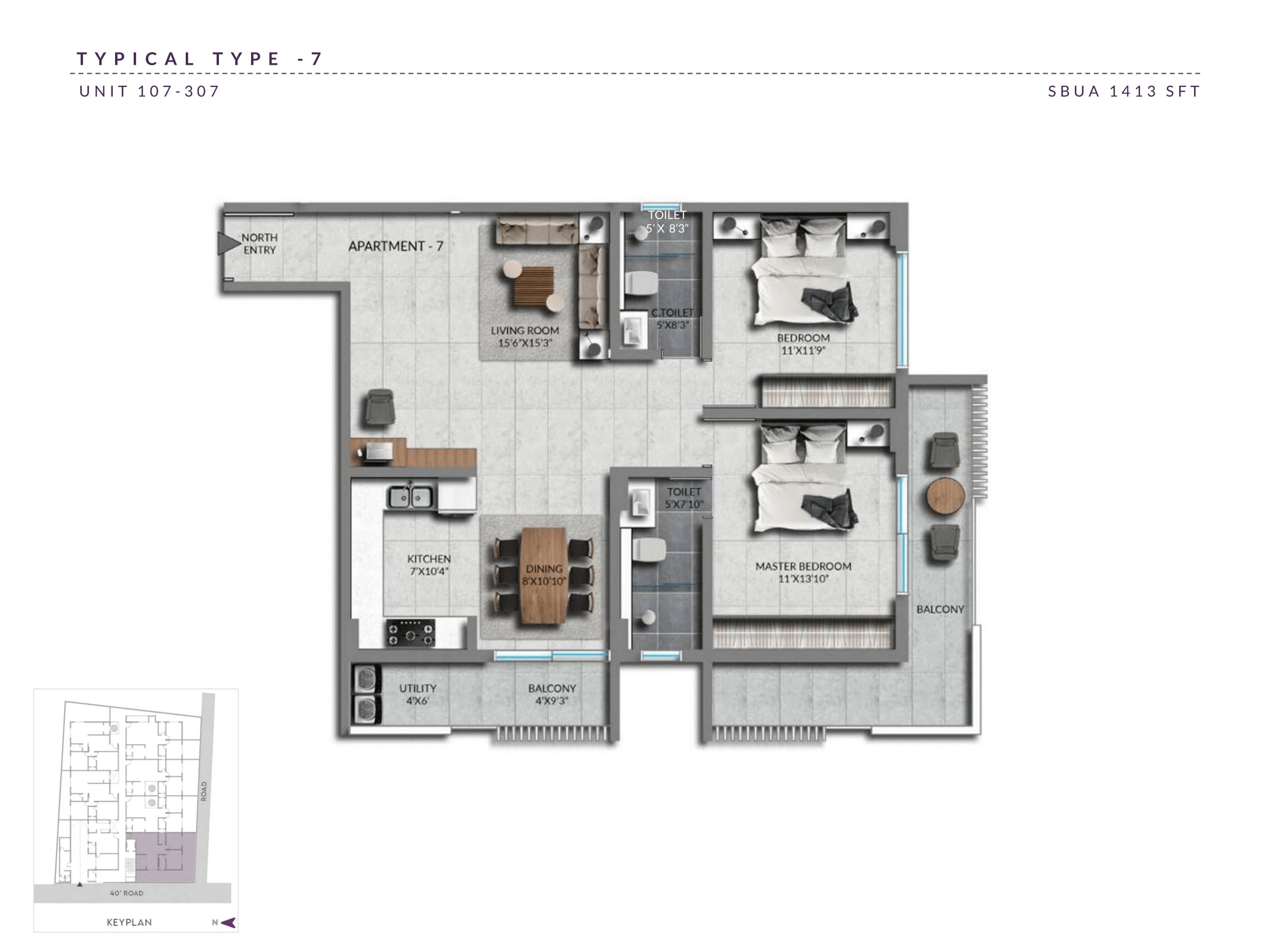 Sentient Heavie Eden Unit plan - 989 sq.ft.