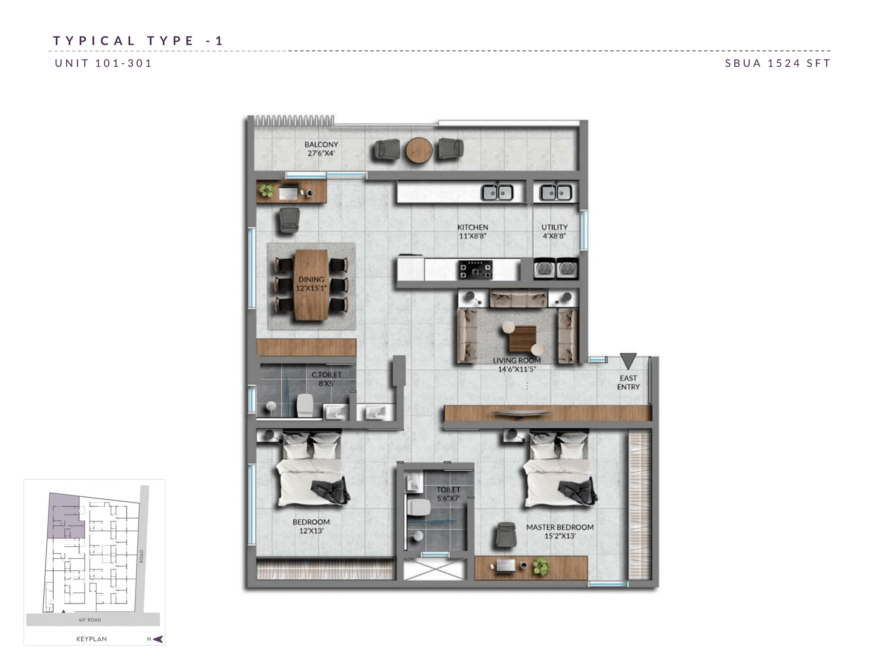 Sentient Heavie Eden Unit plan - 1066 sq.ft.