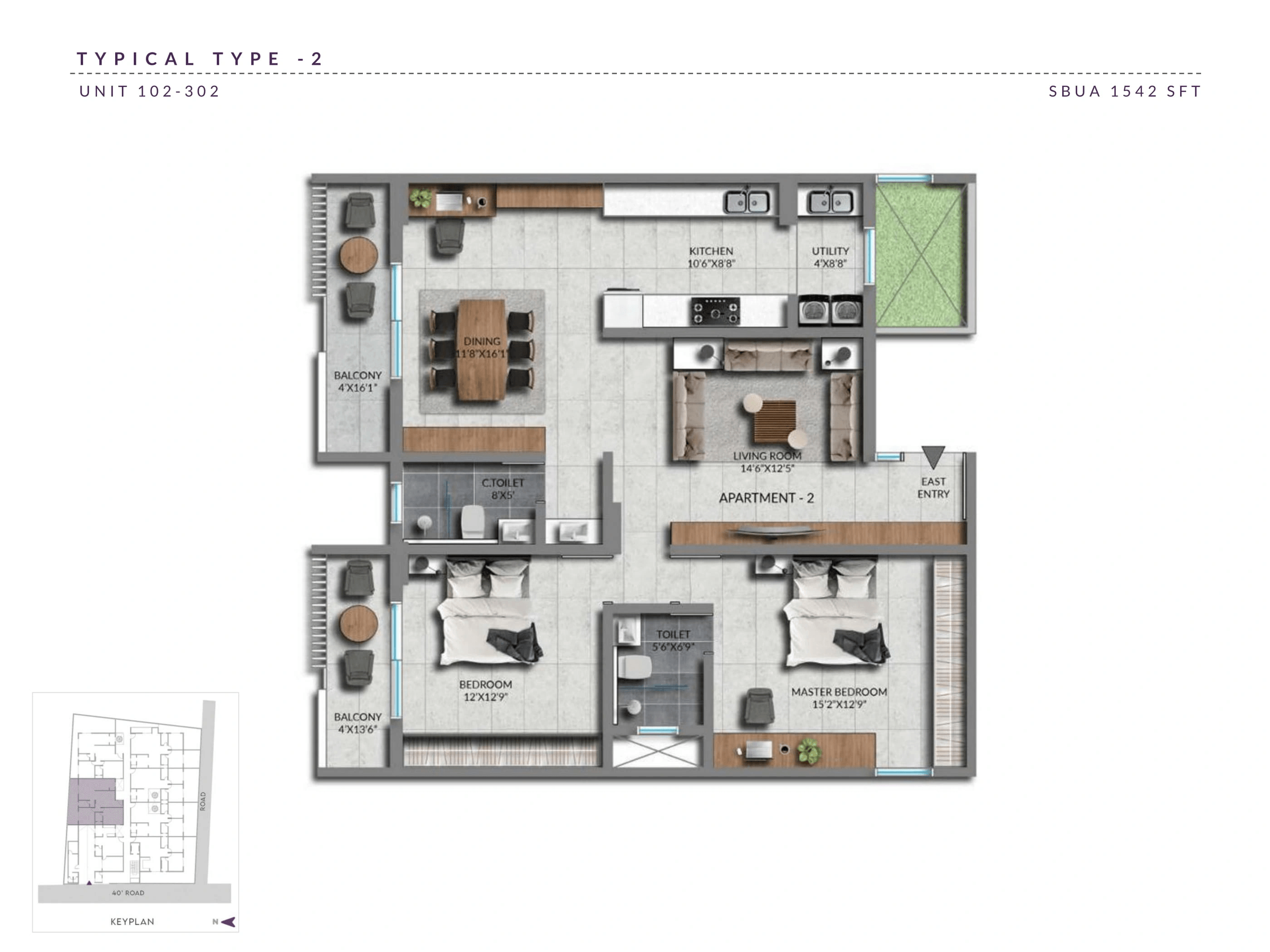 Sentient Heavie Eden Unit plan - 1079 sq.ft.