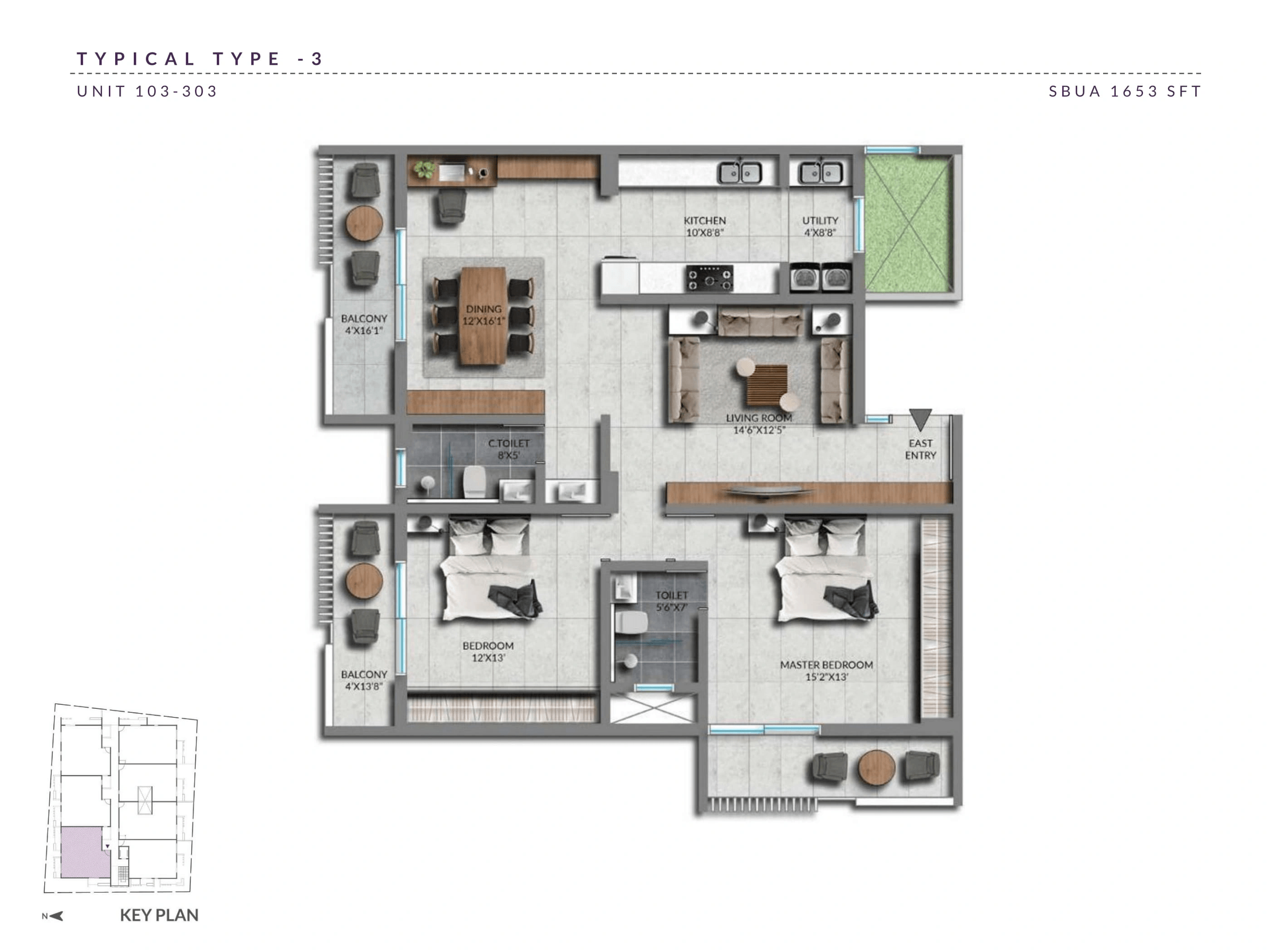 Sentient Heavie Eden Unit plan - 1157 sq.ft.