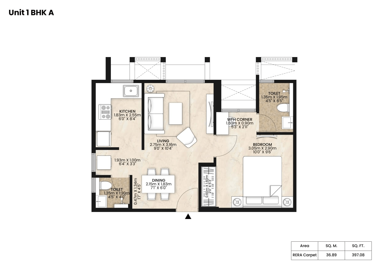Unit plan - 397 sq.ft.