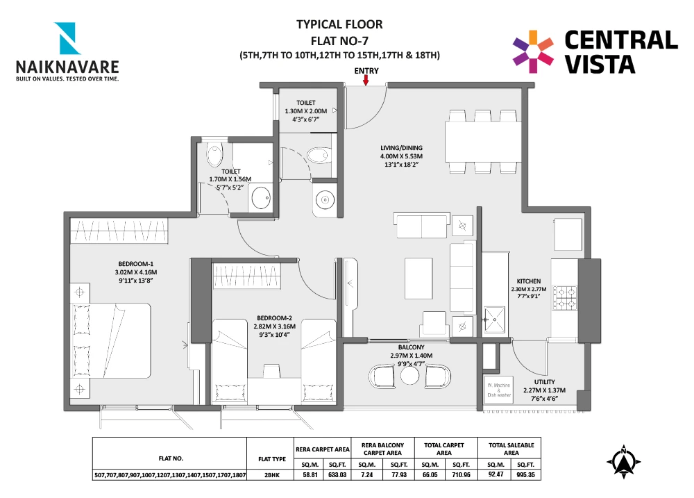 Naiknavare Central Vista Unit plan - 712 sq.ft.