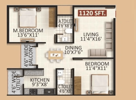 Unit plan - 789 sq.ft.