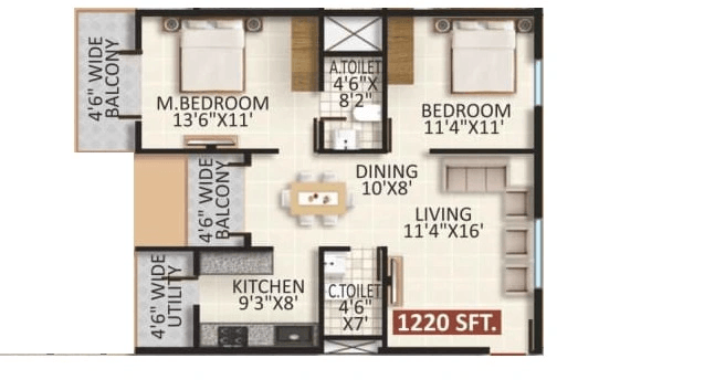 Green Leaf Divine Unit plan - 795 sq.ft.