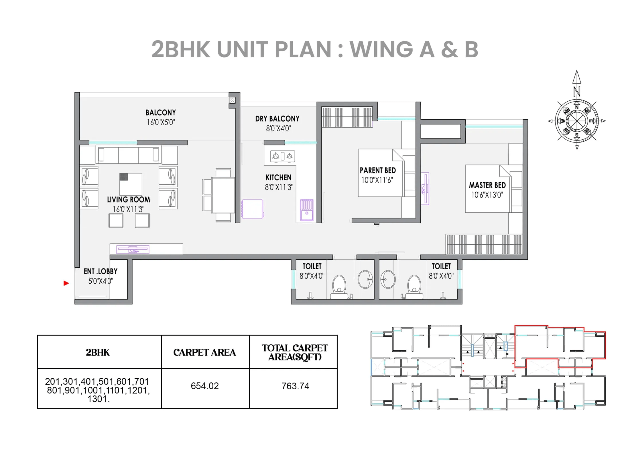 Unit plan - 764 sq.ft.