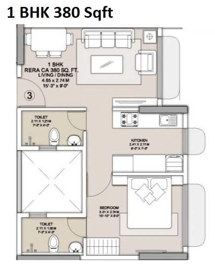 Unit plan - 380 sq.ft.
