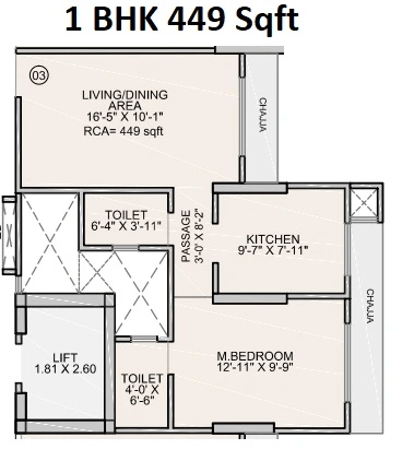 Unit plan - 449 sq.ft.