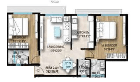 Daivi Eterneety Unit plan - 762 sq.ft.