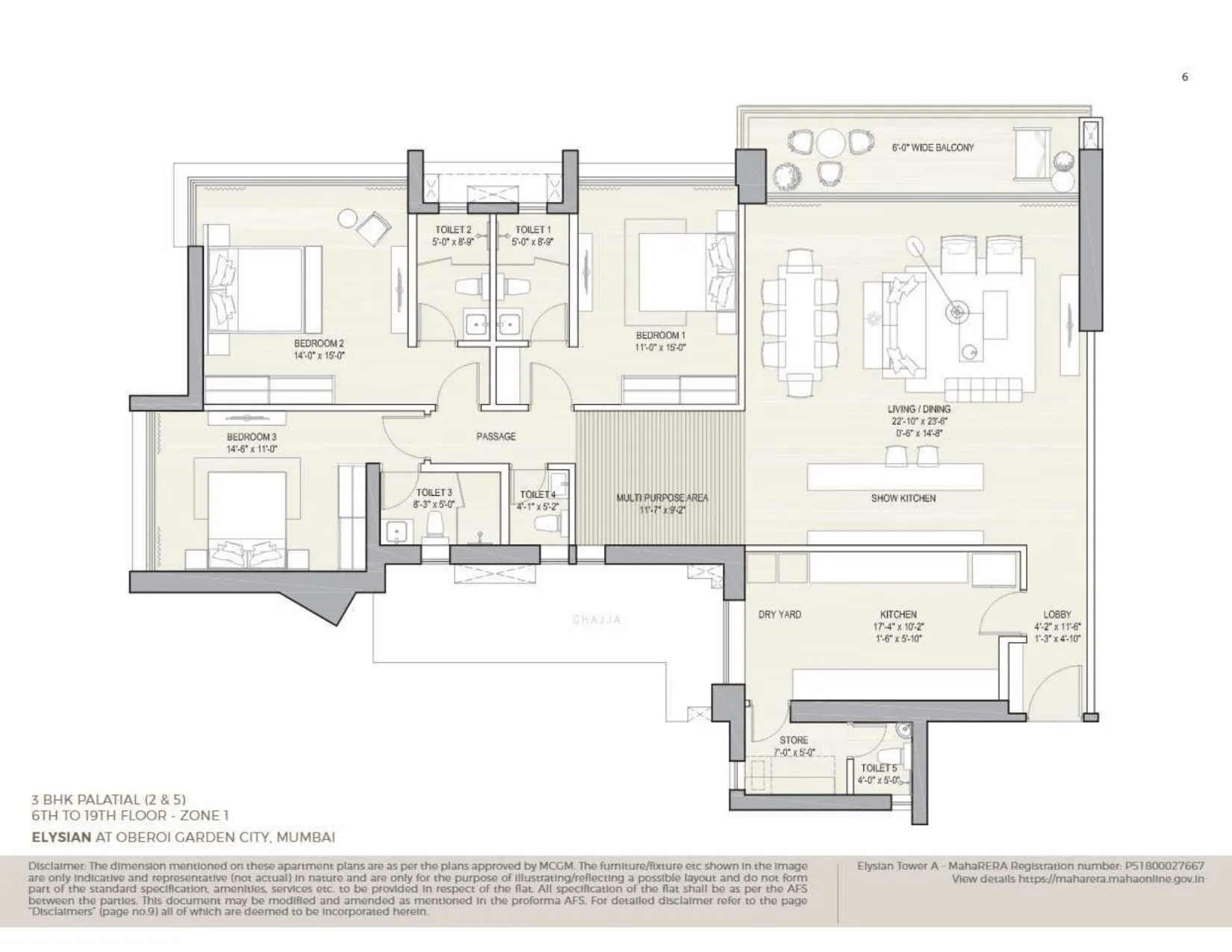 Oberoi Garden City - Elysian Unit plan - 1950 sq.ft.