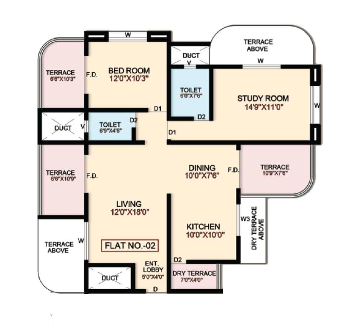 Sai Canary Unit plan - 1118 sq.ft.
