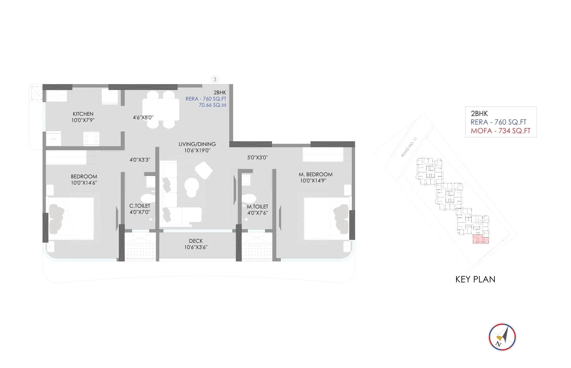 Jet Trinity Tower Unit plan - 760 sq.ft.