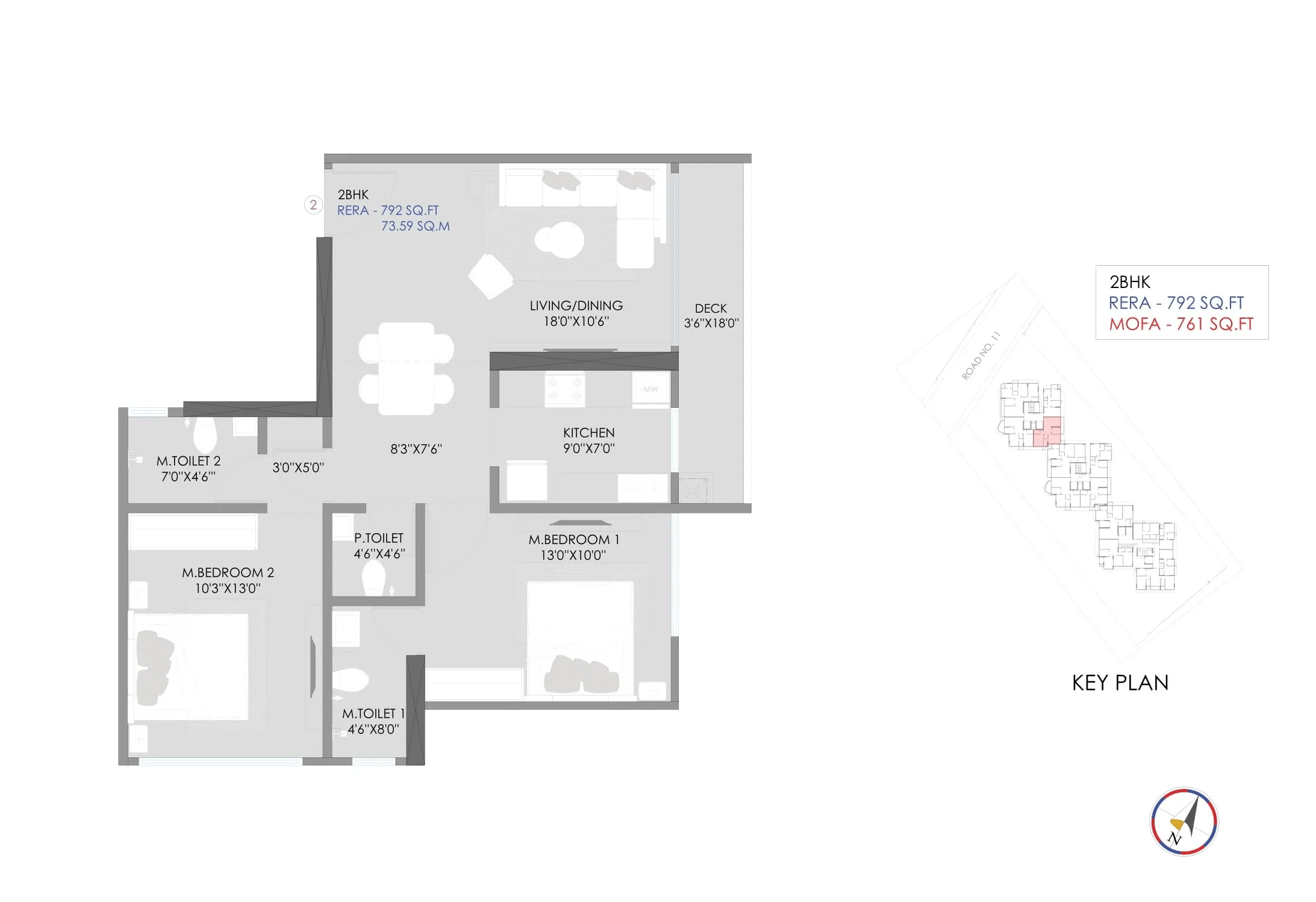 Jet Trinity Tower Unit plan - 792 sq.ft.