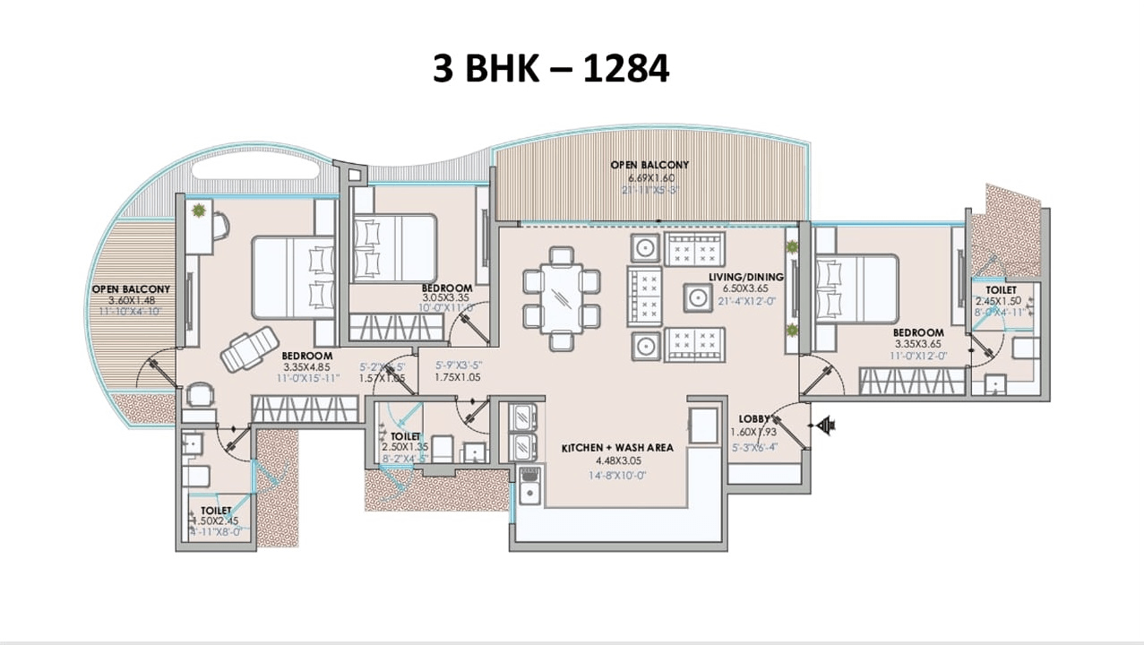 Chandrarang The Embercrest Unit plan - 1284 sq.ft.