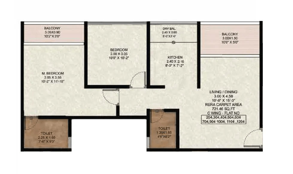 Tulip Infinity Solaria Unit plan - 722 sq.ft.