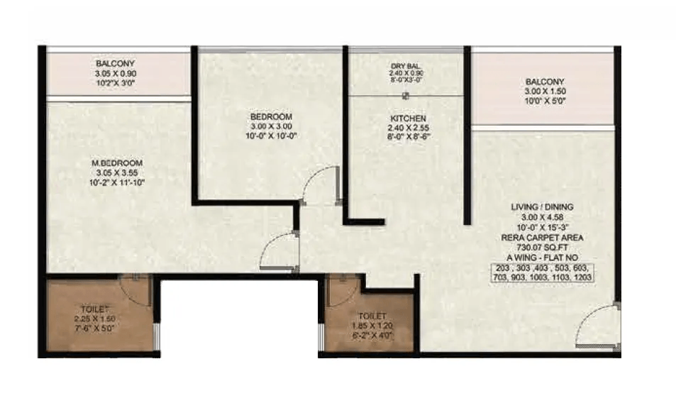 Tulip Infinity Solaria Unit plan - 731 sq.ft.