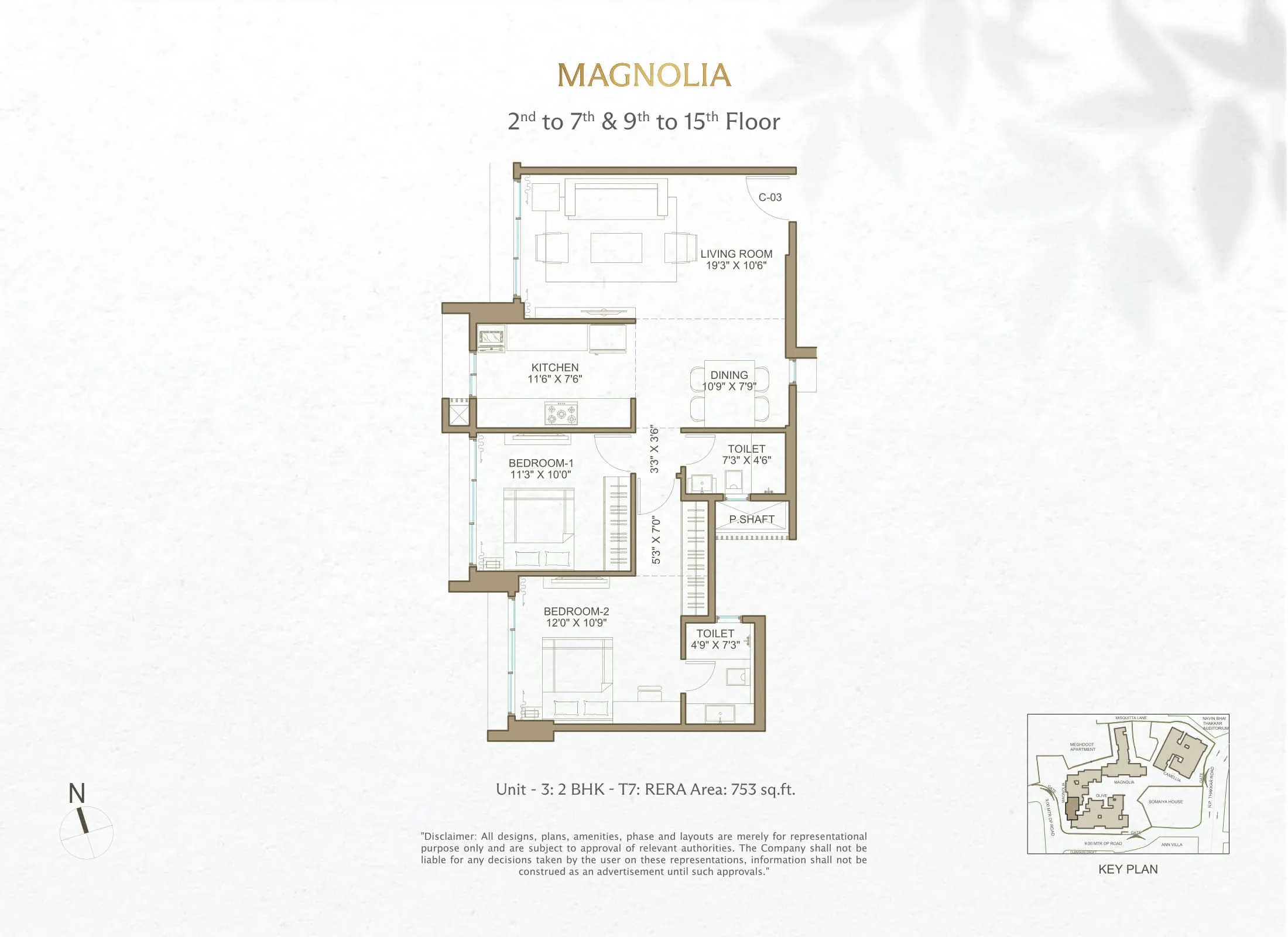 Romell Espalier Unit plan - 753 sq.ft.