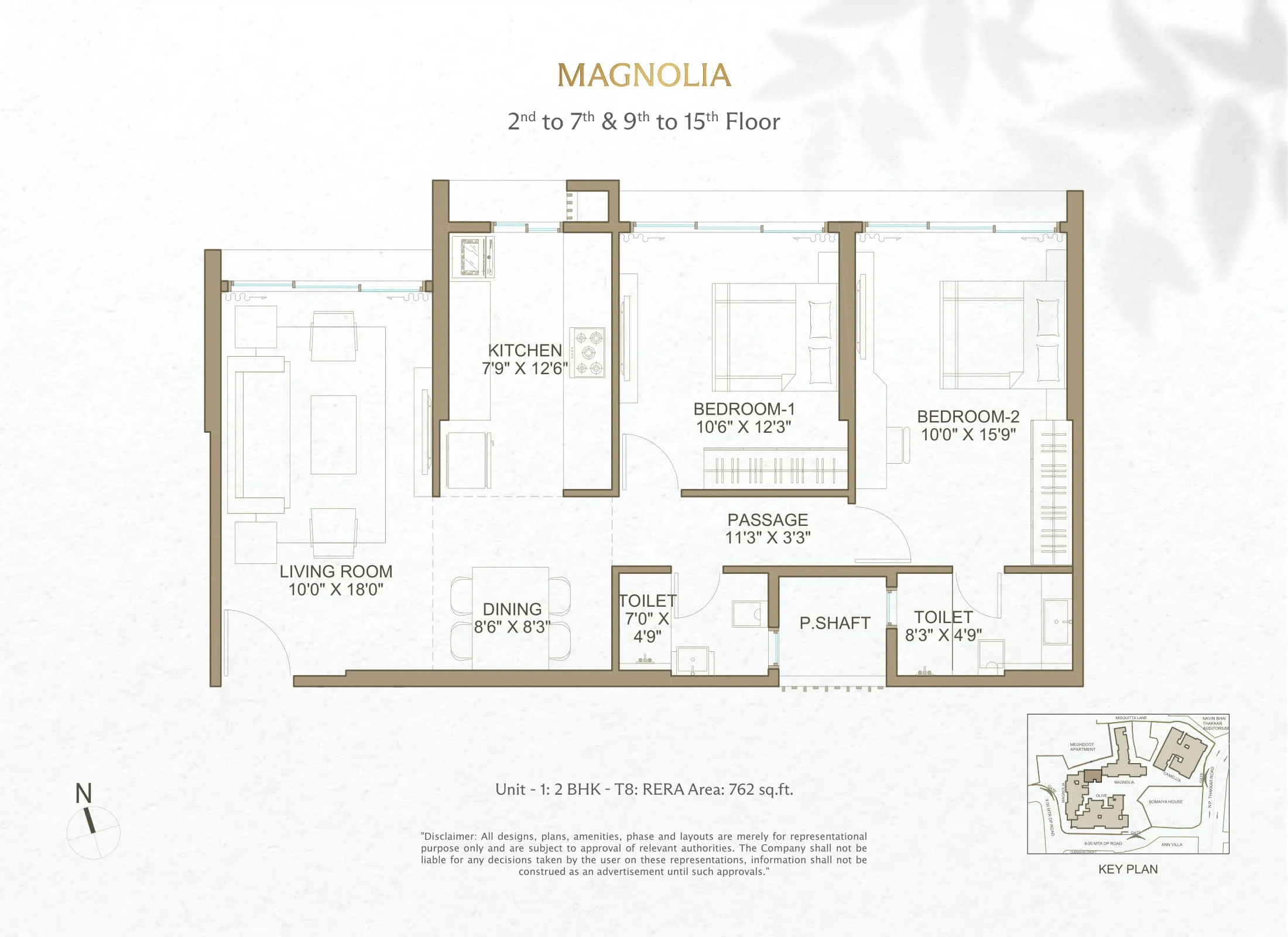 Romell Espalier Unit plan - 762 sq.ft.