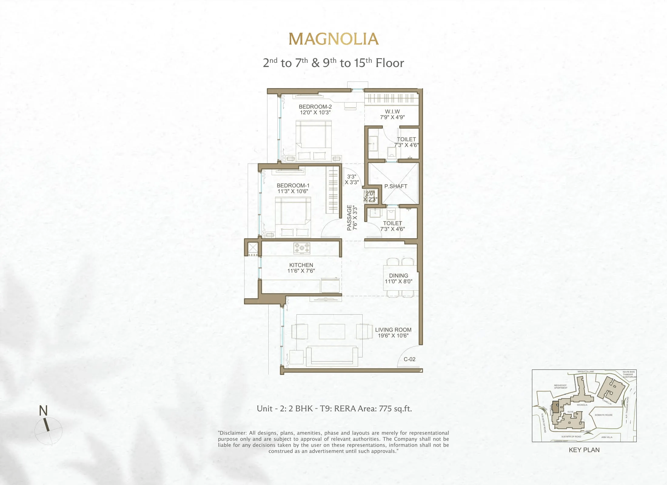 Romell Espalier Unit plan - 775 sq.ft.