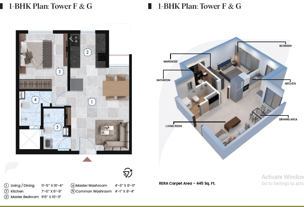 Starwing I Stay Unit plan - 445 sq.ft.