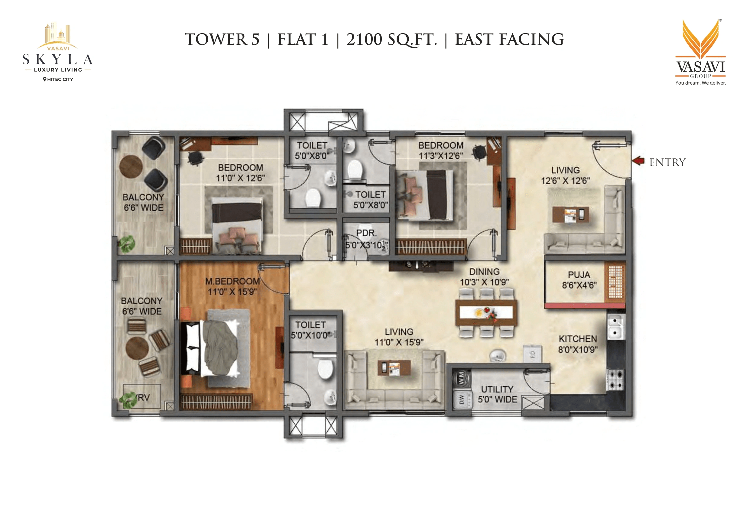 Unit plan - 1257 sq.ft.