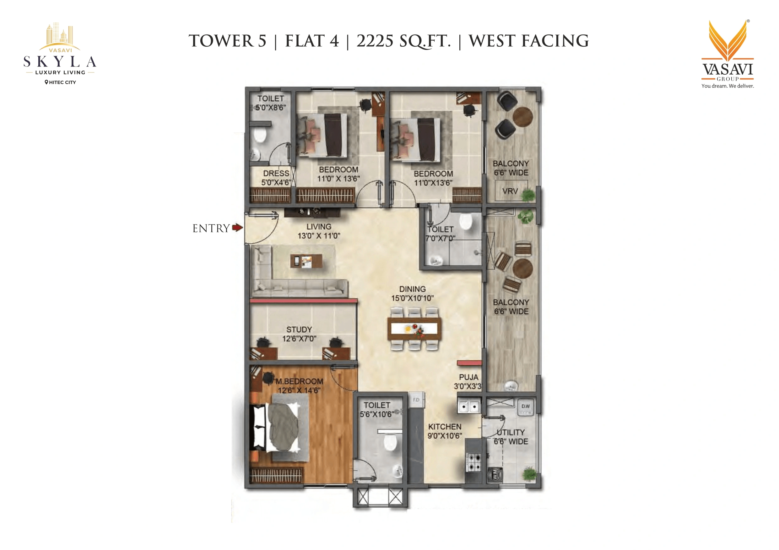Vasavi Skyla Unit plan - 1268 sq.ft.