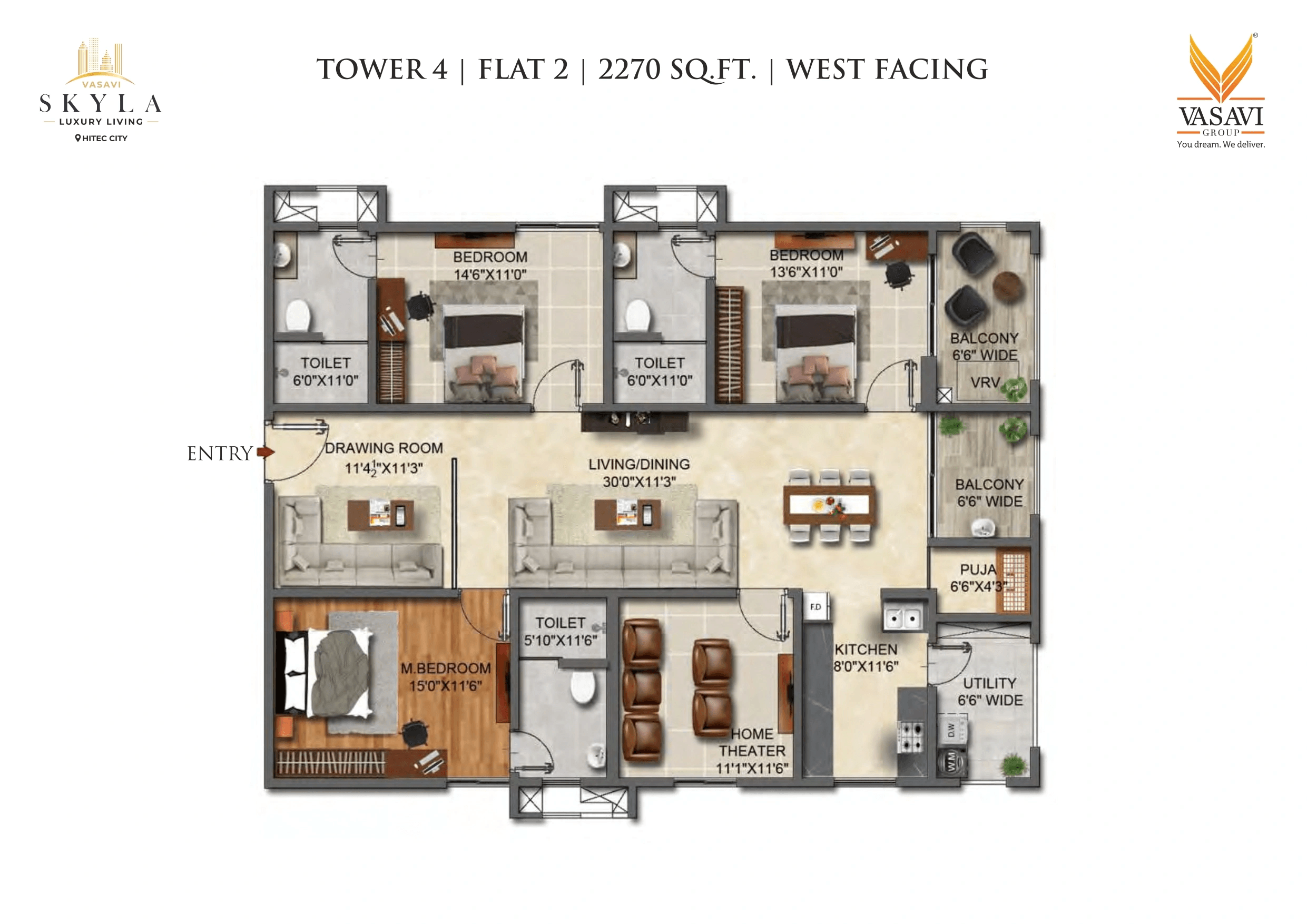 Vasavi Skyla Unit plan - 1388 sq.ft.