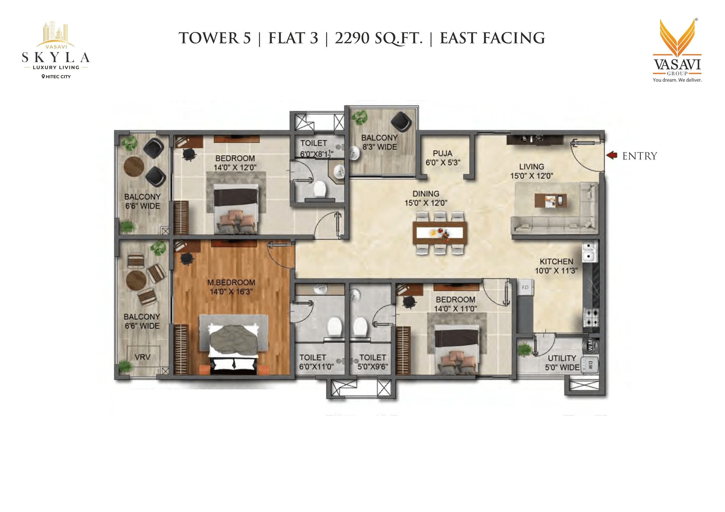 Vasavi Skyla Unit plan - 1313 sq.ft.