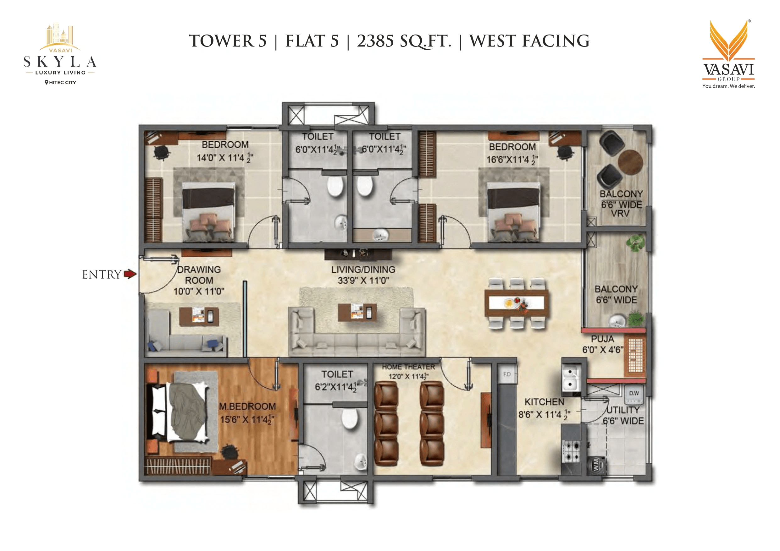 Vasavi Skyla Unit plan - 1465 sq.ft.