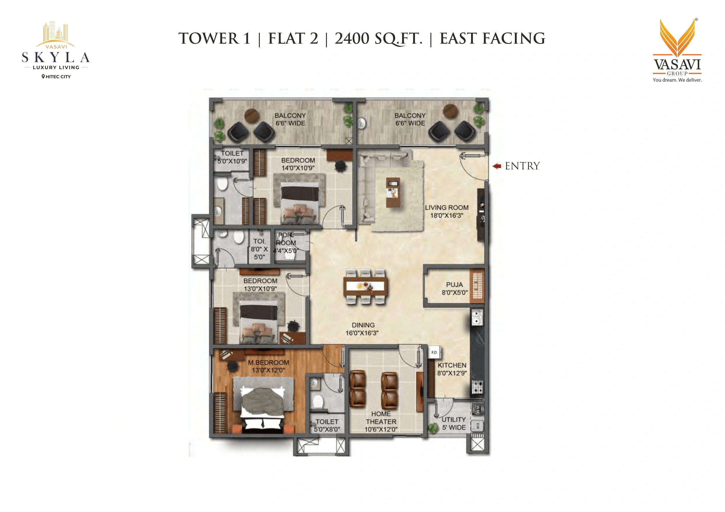 Vasavi Skyla Unit plan - 1414 sq.ft.
