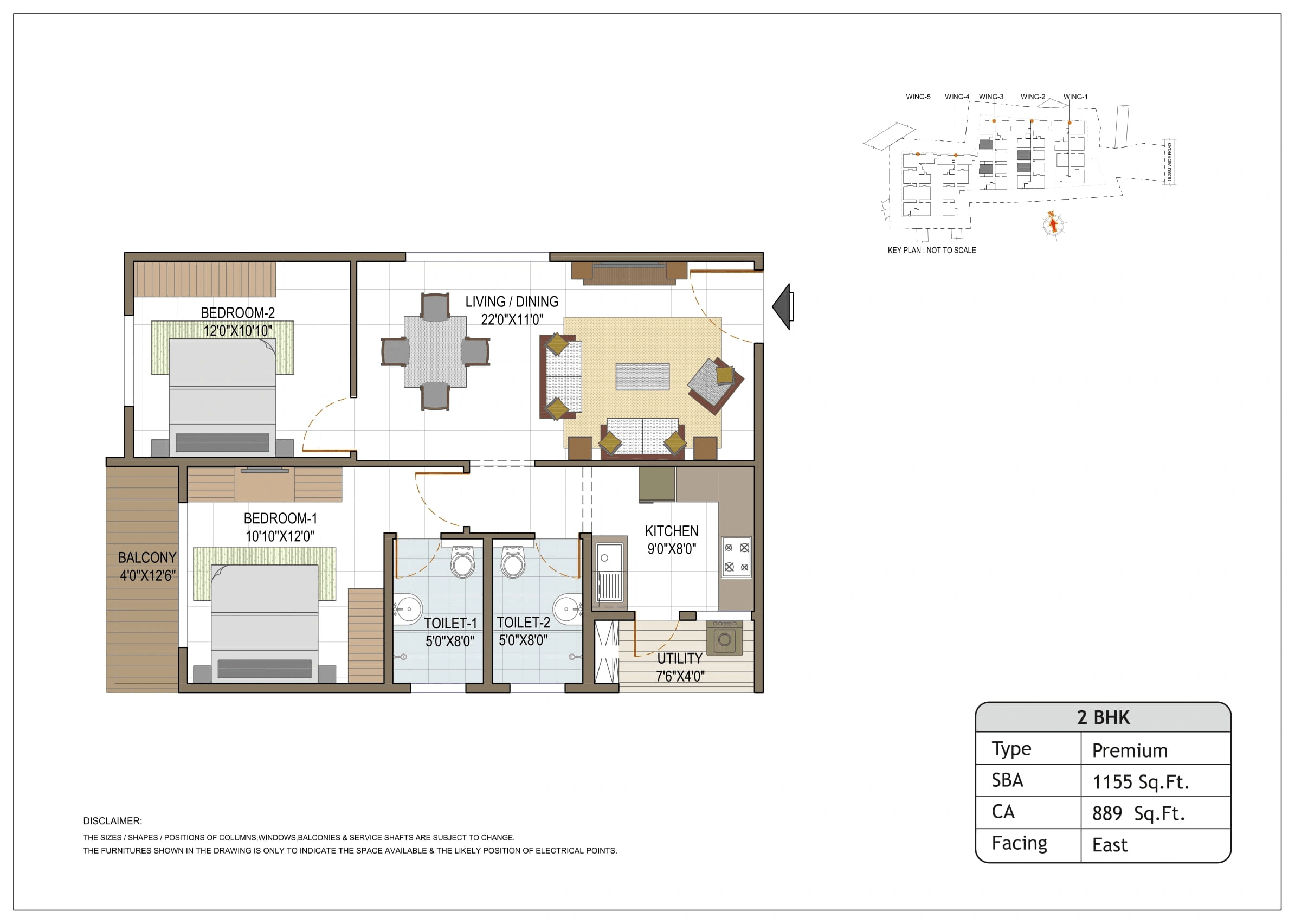 Elegant Tranquility Unit plan - 889 sq.ft.