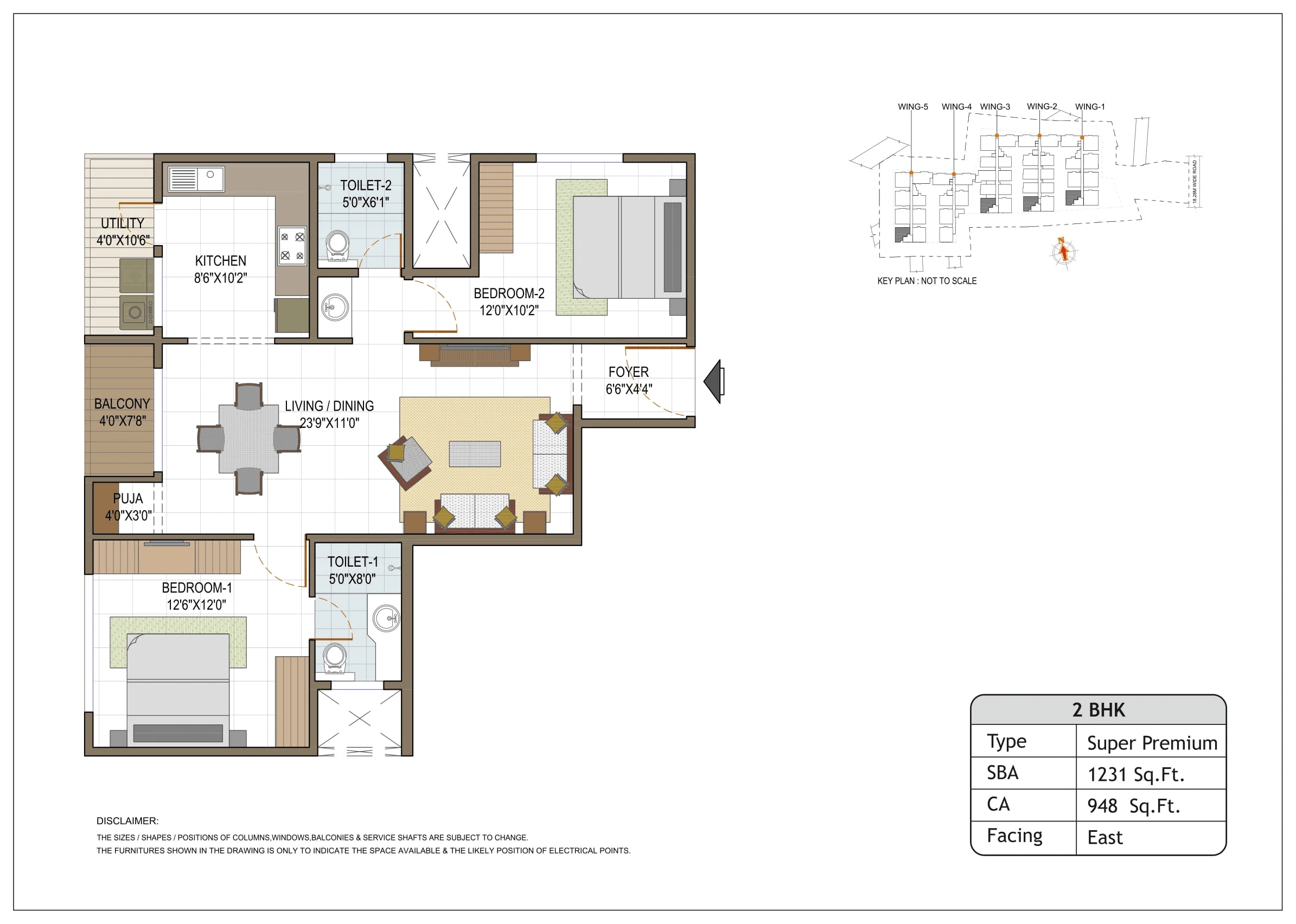 Elegant Tranquility Unit plan - 948 sq.ft.