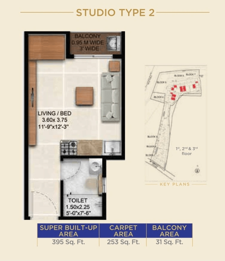 Sattva Simplicity Unit plan - 253 sq.ft.