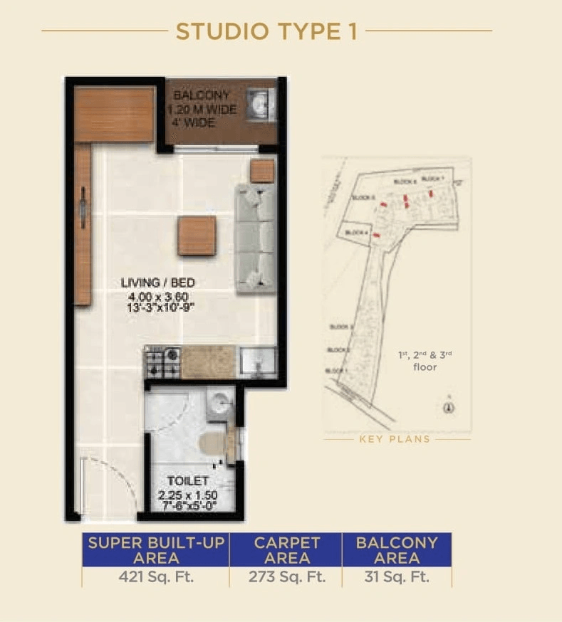 Sattva Simplicity Unit plan - 273 sq.ft.