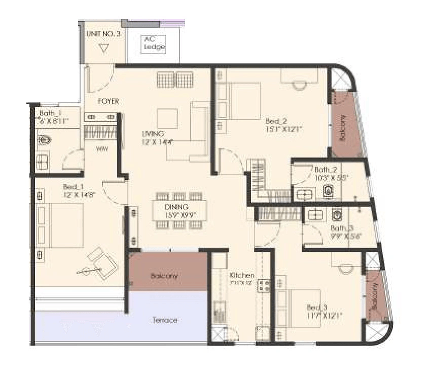 Unit plan - 1324 sq.ft.