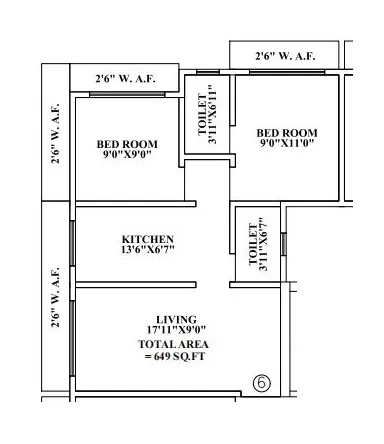 Sanjari Shanta Bhavan Unit plan - 649 sq.ft.