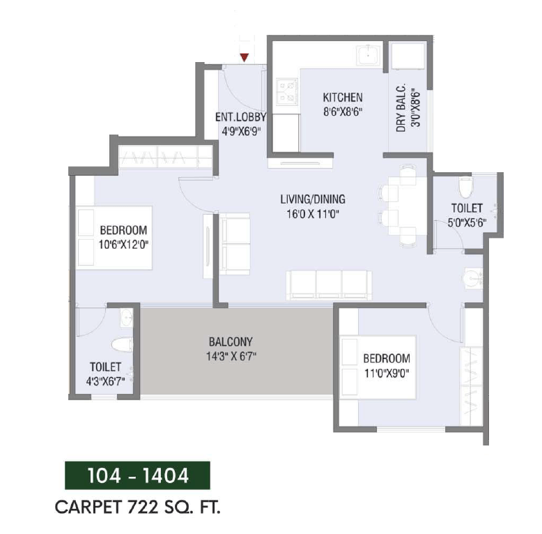 Nexus Genesis Unit plan - 722 sq.ft.